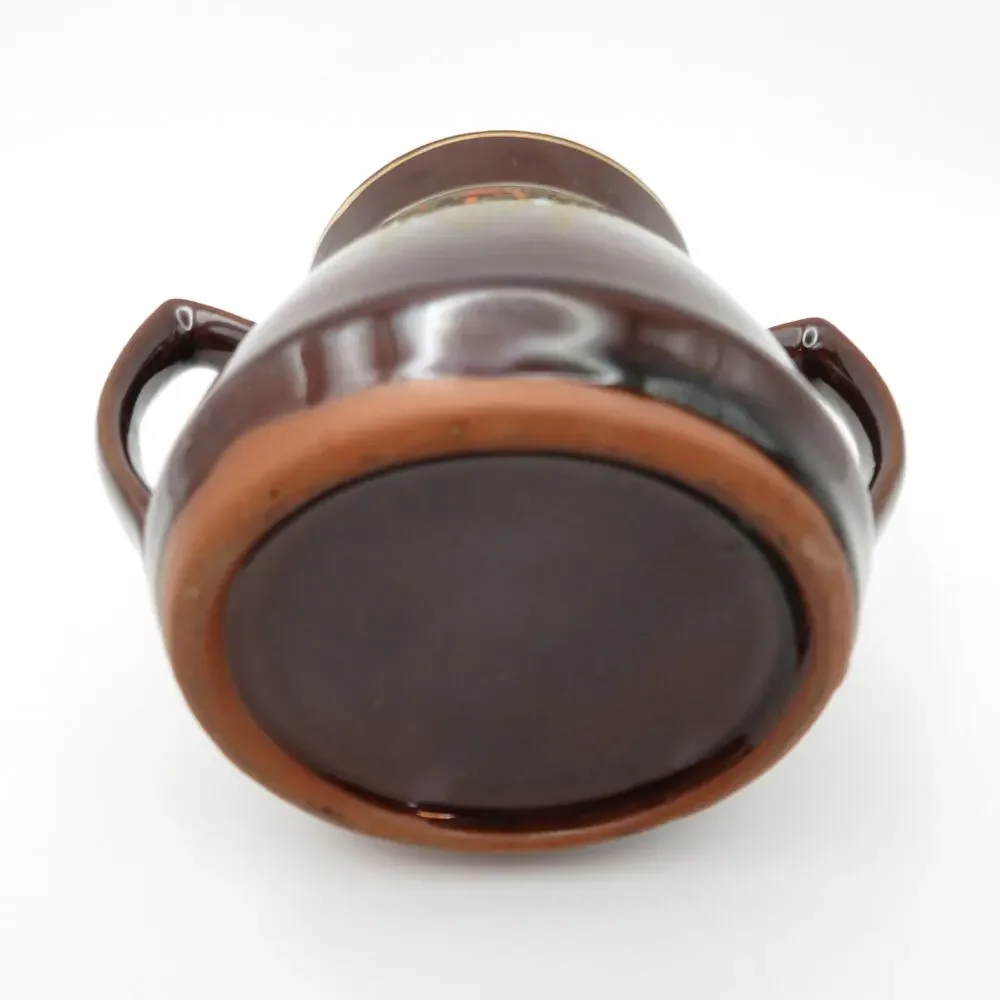 Vintage Japan Redware Moriage Coffee Set Pot, Creamer & Sugar Bowl Brown Floral